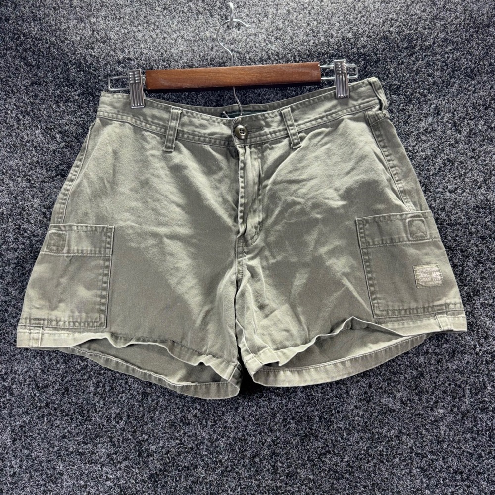 Abercrombies & Fitch Womens Cargo Shorts Olive Green Cotton Utility Size 6 Vtg